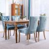 JETEAGO Velvet Dining Chair Set of 4, Upholstered Tufted Dining Room Chair with Nailhead Trim and Solid Wood Leg for Kitchen, Sky-Blue view 1