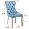 JETEAGO Velvet Dining Chair Set of 4, Upholstered Tufted Dining Room Chair with Nailhead Trim and Solid Wood Leg for Kitchen, Sky-Blue view 2