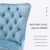 JETEAGO Velvet Dining Chair Set of 4, Upholstered Tufted Dining Room Chair with Nailhead Trim and Solid Wood Leg for Kitchen, Sky-Blue view 4