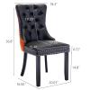 JETEAGO Leather Dining Chairs Set of 2, Tall Back Side Chair, Modern Upholstered Side Chair with Button Back Ring, Solid Wood Legs (Black&Orange) view 2