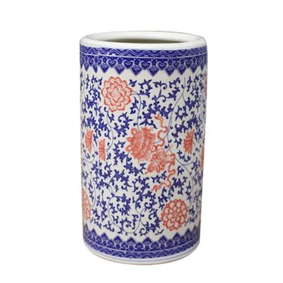 ZQKKLK Umbrella Barrel Umbrella Stand Rack Holder Stand Round Ceramic, Blue Large Umbrella Walking Stick Stands, Corridor Umbrella Bucket for Canes