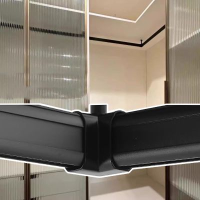 Corner Wardrobe Support System w/Connector, Closet Organizer Rods for Hanging Clothes, Coats Garment Hanger Rail for Top Mount, Storage Holders(Black,35cm(13 3/4"))