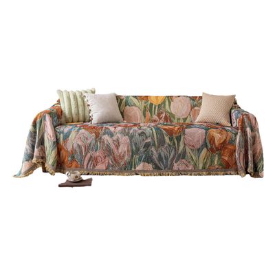 awesomepaul Multi-Style Oil Painting Sofa Cover. Cat-Scratch and pet-Proof Fur slipcover. Four Seasons Universal Sofa Cover. Easy to Clean slipcover (70.87 * 133.85Triple,Holland Flower Field)