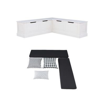 Home Square Set of a Backless Breakfast Nook and 5 Piece Cushion/Pillow