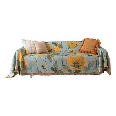 awesomepaul Multi-Style Oil Painting Sofa Cover. Cat-Scratch and pet-Proof Fur slipcover. Four Seasons Universal Sofa Cover. Easy to Clean slipcover (70.87*51.18''Single,Yellow Poppy)