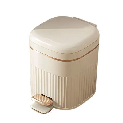 tanyunji001 Premium Indoor Large-Capacity Trash can Household Living Room Bathroom Bathroom Kitchen Foot-Operated Paper Basket with lid for Home or Office Use(White,Small)