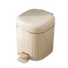 tanyunji001 Premium Indoor Large-Capacity Trash can Household Living Room Bathroom Bathroom Kitchen Foot-Operated Paper Basket with lid for Home or Office Use(White,Small) view 1