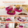 Small Woven Basket, 13.5 x 9.5 x 5 Inches, Storage Basket for Organizing, Cute Small Rope Shelf Closet Cube Storage Bins Baskets for Shelves, Dog Toy Gift Baskets Empty, 3 Packs, Hot Pink view 3
