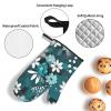 WHJYMX Kitchen Baking Three Piece Set - Oven Mitts and Pot Holders Sets for Microwave and Outdoor Grilling Teal Grey and White Floral Printed view 4