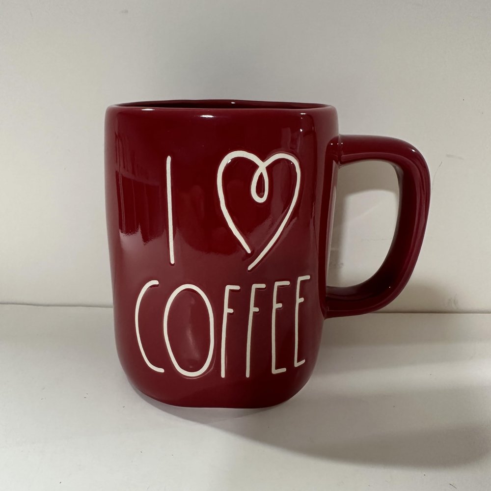 Rae I COFFEE RED CERAMIC MUG | Coffee Cup, Tea Cup, Hot Cocoa Mug | Farmhouse Kitchen Dcor, Coffee Lover Gift, Valentines Drinkware | LOVE & COFFEE COLLECTION - Dunn By Magenta