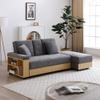 84" Sectional Sleeper Sofa Bed, Multi-Functional Sofa Bed Couch with Storage Chaise Built-in Bookshelves and Cup Holders, Modern 3-Seat Upholstered Futon Sofa w/Drawers for Living Room (Grey) view 3