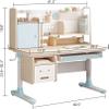 FCD Kids Desk and Chair Wood Adjustable Height Ergonomic Reading Study Table with Tiltable Desktop, Pull-Out Drawer, Bookshelf Hutch, Tablet Holder and Storage Drawer (Desk with Chair, Blue) view 2