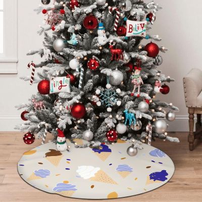 Yioniii Sweet Ice Cream Sundae Pattern 36Inch Christmas Tree Skirt, Christmas Party Home Decor, Merry Christmas Base Cover for Christmas Tree Holiday Decorations,Multicolour