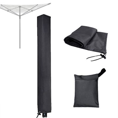 ZXINGCHI Clothes Drying Rack Cover Rotary Clotheslines Umbrella Cover 600D Oxford Fabric Protective Cover Waterproof Windproof for All Rotary Clothes Line Drying Rack(Black,65x6x6inch)