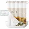 SEVENBABU Summer Sunflowers No Hook Shower Curtain with Snap in Liner Waterproof Shower Curtain Set for Bathroom Vintage Sunflowers Floral Beige Shower Curtain with See Through Top Window 36"x72" view 1