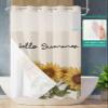 SEVENBABU Summer Sunflowers No Hook Shower Curtain with Snap in Liner Waterproof Shower Curtain Set for Bathroom Vintage Sunflowers Floral Beige Shower Curtain with See Through Top Window 36"x72" view 2