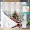 SEVENBABU Christmas Tree No Hook Shower Curtain with Snap in Liner Waterproof Shower Curtain Set for Bathroom Winter Xmas Truck Dogs Berry Snow Shower Curtain with See Through Top Window 66"x72" view 2
