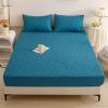 Easy Care Fitted Sheet,Pure Color Brushed Quilted Waterproof Fitted Bed Sheet, Elderly Kids Bedroom Urine-Proof Mattress Topper,Blue,180 * 220cm (3pcs) view 1