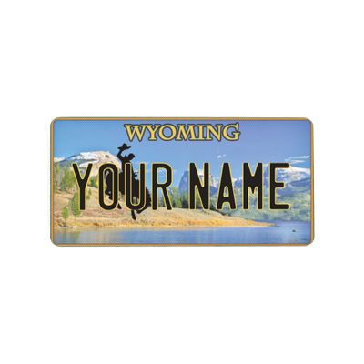 Personalized License Plate Magnet, Custom Fridge Magnet with Your Text, All 50 States Available, Durable Hardboard Refrigerator Magnet, State License Plate Souvenir, Wyoming, Large 4.43 x 9.00 Inch