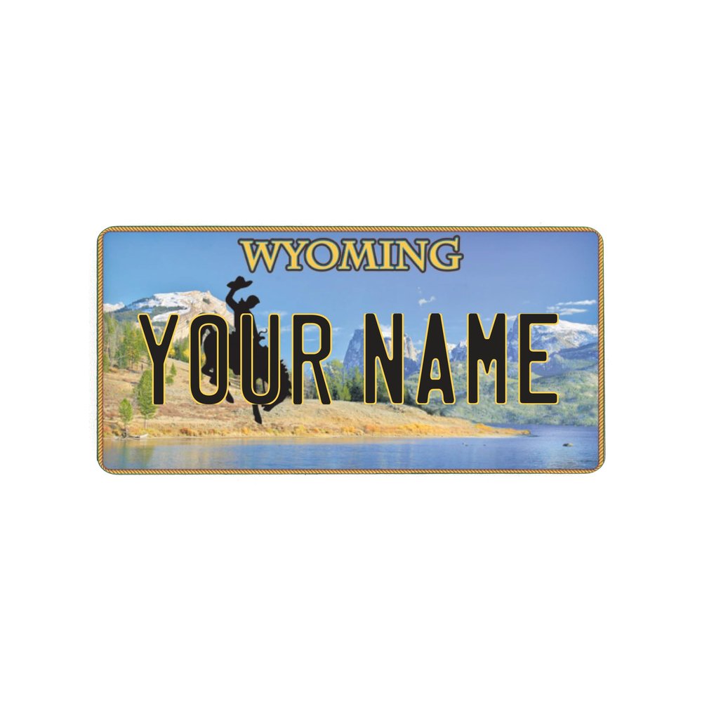 Personalized License Plate Magnet, Custom Fridge Magnet with Your Text, All 50 States Available, Durable Hardboard Refrigerator Magnet, State License Plate Souvenir, Wyoming, Large 4.43 x 9.00 Inch