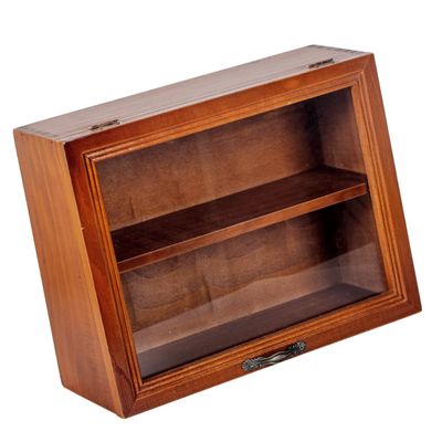 Alipis Vintage Display Cabinet Small Desktop Figurine Storage Organizer for Toys and Crafts Dual Layer Storage Rack Acrylic Doors for Home and Collectibles