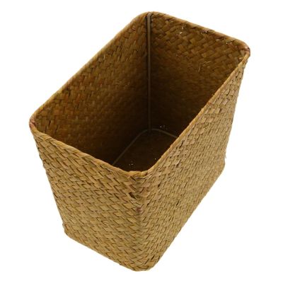 Cabilock Handmade Straw Waste Basket Car Trash Can Storage Basket for Organizing Multi-functional Organizer for Garage Storage