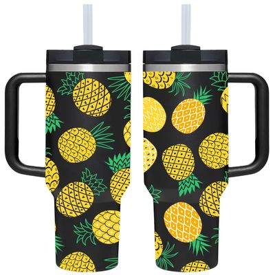 AMZUShome 40 OZ Pineapple Tumbler with Handle.pineapple lover gifts.Unique Birthday Christmas Gifts for Pineapple Lover.Personalized 40 OZ Pineapples Tumbler Gifts for Women Men.