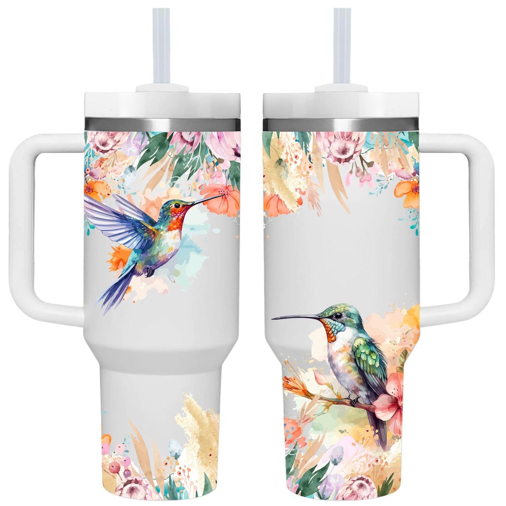 AMZUShome 40 OZ Hummingbird Tumbler with Handle.Hummingbird Lover Gifts.Unique Birthday Christmas Gifts for Hummingbird Lover.Personalized 40 OZ Hummingbird Tumbler Gifts for Women Men.