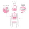Teamson Kids - Fashion Polka Dot Prints Gisele Play Vanity Set with LED Lights - Pink/White view 3