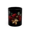 ElegantlySimple - Made in The USA - Red Cranberry Coffee Mug, Thanksgiving Golden Leaves Fall Foliage Black Tea Cup, Autumn Berries view 1