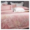 GLAMDIA 1000TC Long Staple Cotton Blue Bedding Set Chic Embroidery Blooming Flower Art Duvet Cover Set Bed Sheet Pillowcases Queen King,Bed view 3