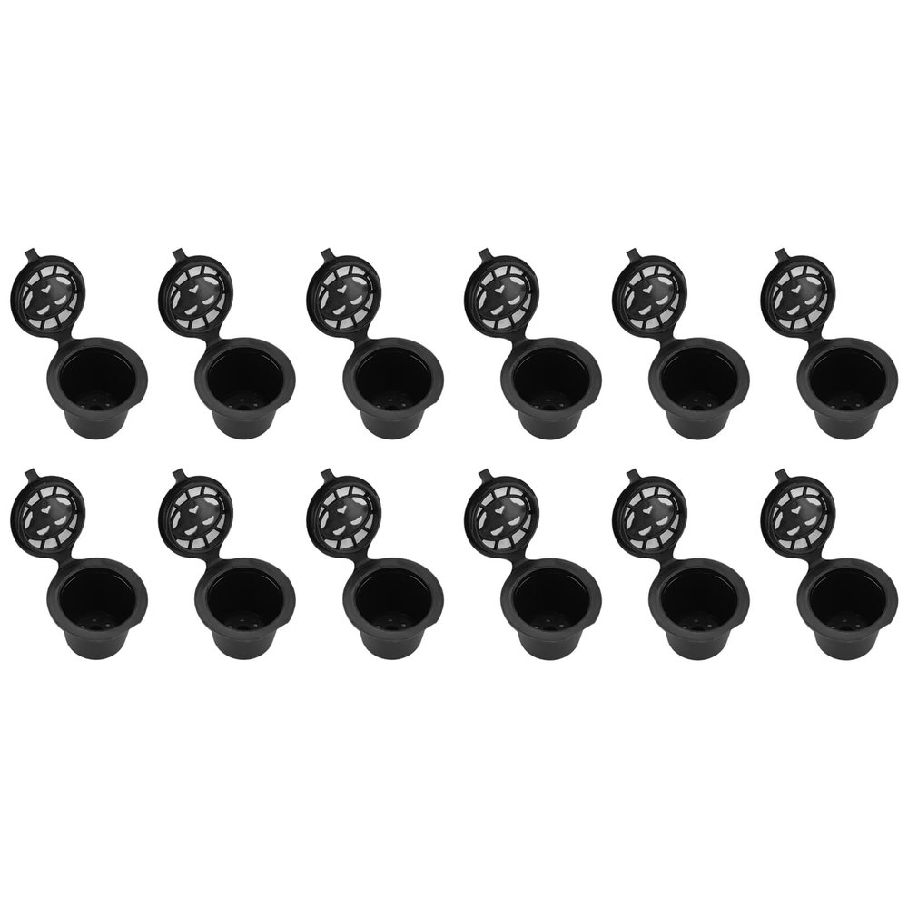 12Pcs Plastic and Stainless Steel Refillable Reusable Coffee Capsule Filters Baskets Replacement