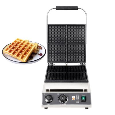 CPVKRY Commercial Waffle Maker, 4pcs Rectangle Waffle Iron, Non-Stick Industrial Belgian Waffle Maker Stainless Steel 110V Temp and Time Control, Suitable for Restaurant Bakeries Snack Bar Family