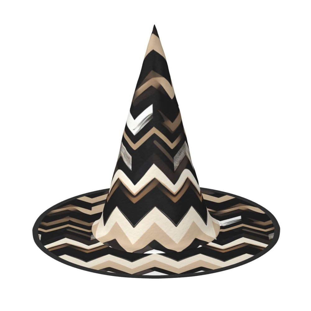 YQxwJL Black White Tan Zigzag Print Adult Wizard Hats,Hanging Floating Party Hats,Halloween Witch Hats, For Yard Porch Decor