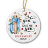 Customized Couples Christmas Ceramic Ornament 2025, God Gave Me You Ornaments, Personalized Names & Date Christian Christmas Ornament Gifts for Couples Husband Wife, Couple Xmas Tree Hanging Ornament view 1