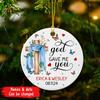 Customized Couples Christmas Ceramic Ornament 2025, God Gave Me You Ornaments, Personalized Names & Date Christian Christmas Ornament Gifts for Couples Husband Wife, Couple Xmas Tree Hanging Ornament view 2