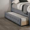 Kaimei Light Grey Burlap Upholstered Button Tufted Full Size Bed with Trundle, Kids Bedroom Furniture view 3