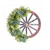Farmhouse Wagon Wheel Christmas Wreath Red Wagon Wheel Wreaths with Ribbon Bow Berry Christmas Wagon Wheel Wreath for Front Door Wooden Wagon Wheel Wreath (Leaf) view 1
