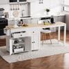 RUNNA 74.5 inch Kitchen Island with Extendable Dining Table,Rolling Island on Wheels with Spice Rack and 2 Drawers,Kitchen Storage Cart with 4 Door Cabinet (Off White#009) view 2