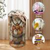 Watercolor Autumn Harvest Pumpkin Laundry Basket Large Volume,Rustic Halloween Western Farmhouse Fall Maple Leaves Dirty Clothes Basket Hampers Storage for Dorm And Family 15.7W" X27.2H" view 3