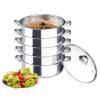 5-Tier Steamer Pot for Cooking 11.8in/30cm Steamer Pot,Stainless Steel Steam Pot Cookware with Glass Lid for Dumpling, Stock, Sauce, Food (Silver, 12 in) view 1