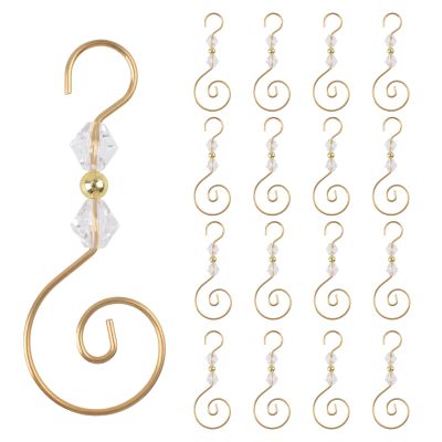 INCREWAY Christmas Ornament Hooks, 30PCS S-Shaped Hangers Hook Christmas Ornament Metal Hooks with Crystal Bead