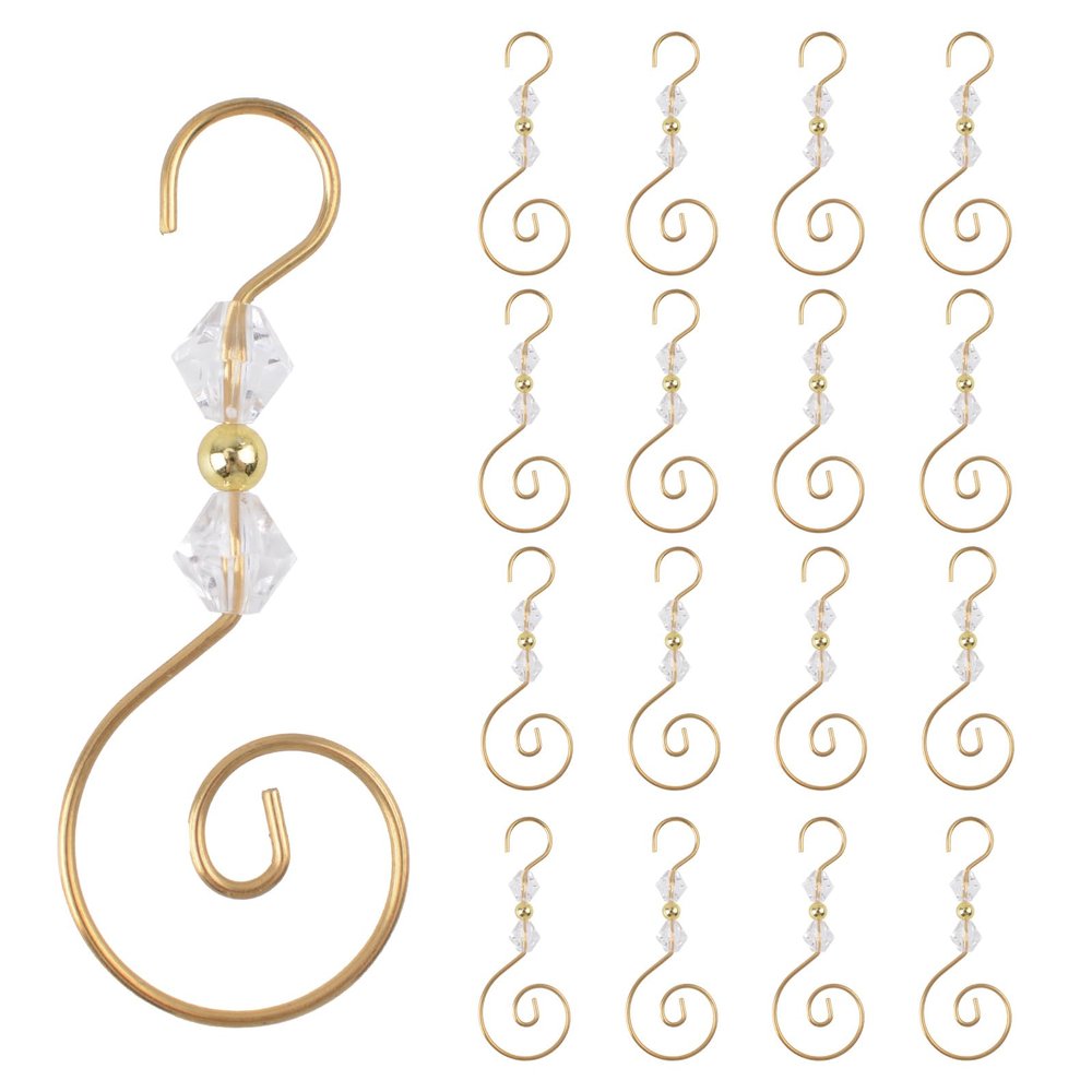 INCREWAY Christmas Ornament Hooks, 30PCS S-Shaped Hangers Hook Christmas Ornament Metal Hooks with Crystal Bead