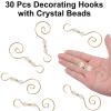 INCREWAY Christmas Ornament Hooks, 30PCS S-Shaped Hangers Hook Christmas Ornament Metal Hooks with Crystal Bead view 4