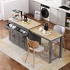 Hlcodca 74.5 Inch Modern Kitchen Island With Extendable Dining Table, Mobile Storage Islands, Grey view 1