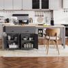 Hlcodca 74.5 Inch Modern Kitchen Island With Extendable Dining Table, Mobile Storage Islands, Grey view 2
