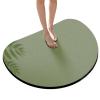 Memory Foam Bath Mat Bathroom Rugs Super Water Absorbent Half Round Machine Washable Bath Rugs Super Water Absorbent Bath Mats (Tea Green,3.5mm Diatom mud,23.62 * 35.4") view 1