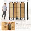 Asnefeli 4 Panel Room Divider, Double Hinged Foldable Wooden Room Divider, Individual Privacy Screen Made of Hand-Woven Rattan, Portable Wall Divider for Home Office Bedroom Bathroom (Black Natural) view 3