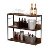 Haibinsuo Kitchen Island, Kitchen Storage Table with Metal Frame, 2 Tiers Kitchen Work Table, H-Shaped Structure Heavy Duty Household Organizer Easy to Assemble Brown view 1