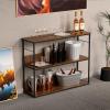 Haibinsuo Kitchen Island, Kitchen Storage Table with Metal Frame, 2 Tiers Kitchen Work Table, H-Shaped Structure Heavy Duty Household Organizer Easy to Assemble Brown view 2